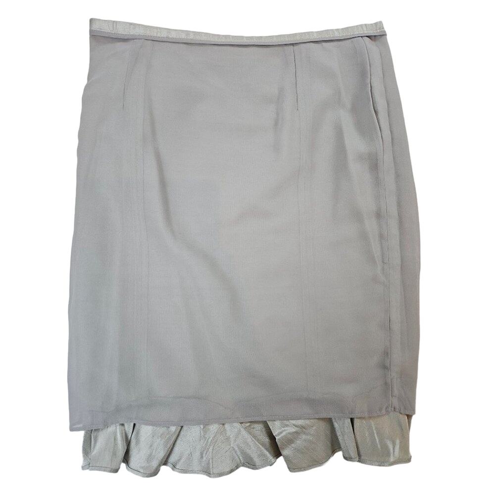 Armani Silver metallic pencil skirt with petal trim, size‎ 8 - Picture 3 of 7